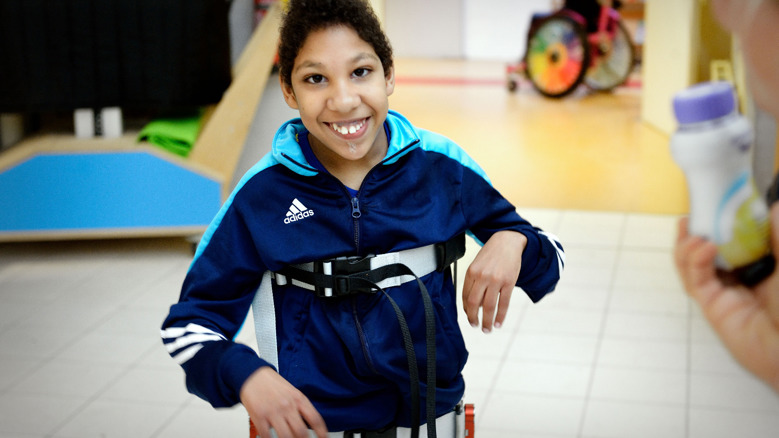 Lachende leerling